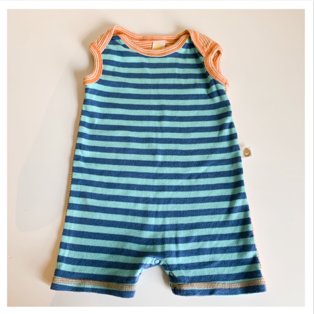STEM Baby Organic Cotton Striped Sleeveless Romper